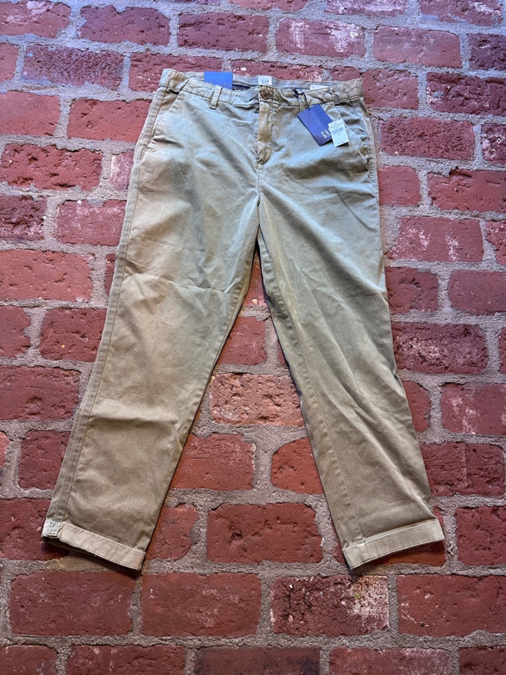 GAP Women's size 12 Straight-Leg Zipper Girlfriend Chino Pants NWT Faded